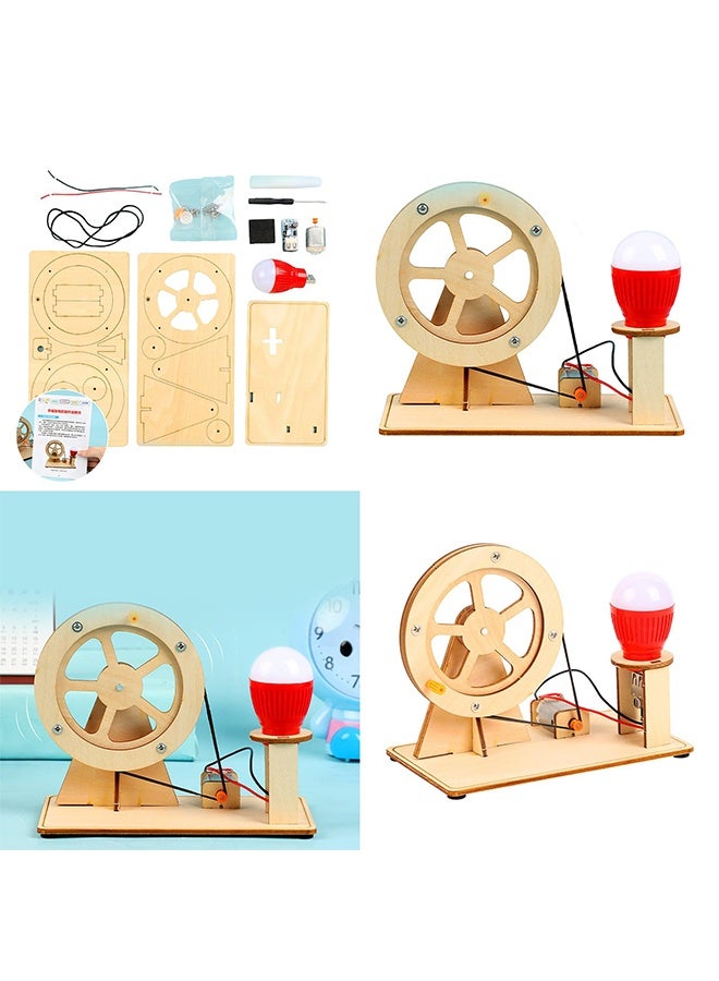 BEBLOSSOM Wooden hand cranked generator – science kit manual generator toy, physics experiment puzzle light bulb for kids, educational science experiments for children age 6-14 - Image 4